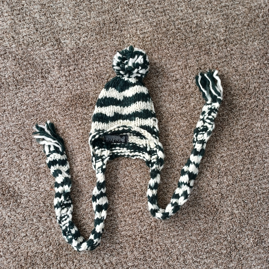 Striped Knit Pom-Pom Hat